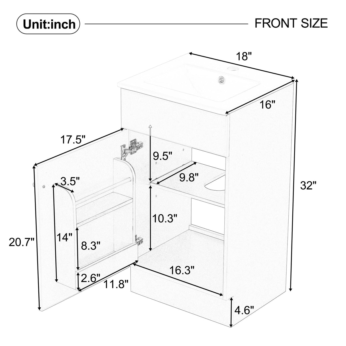 Bathroom vanity with sink and adjustable shelf by HouseOfZazla in multiple colors on Tampa Home & Garden Store