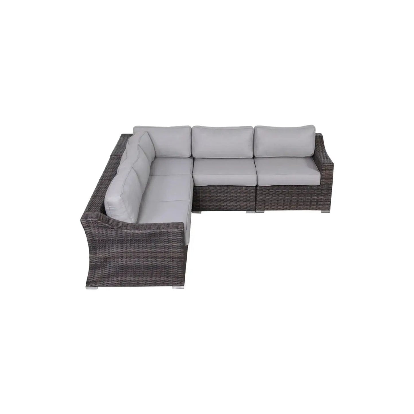 Contemporary stationary outdoor rattan wicker sectional seating group with cushions, brown on Tampa Home & Garden Store