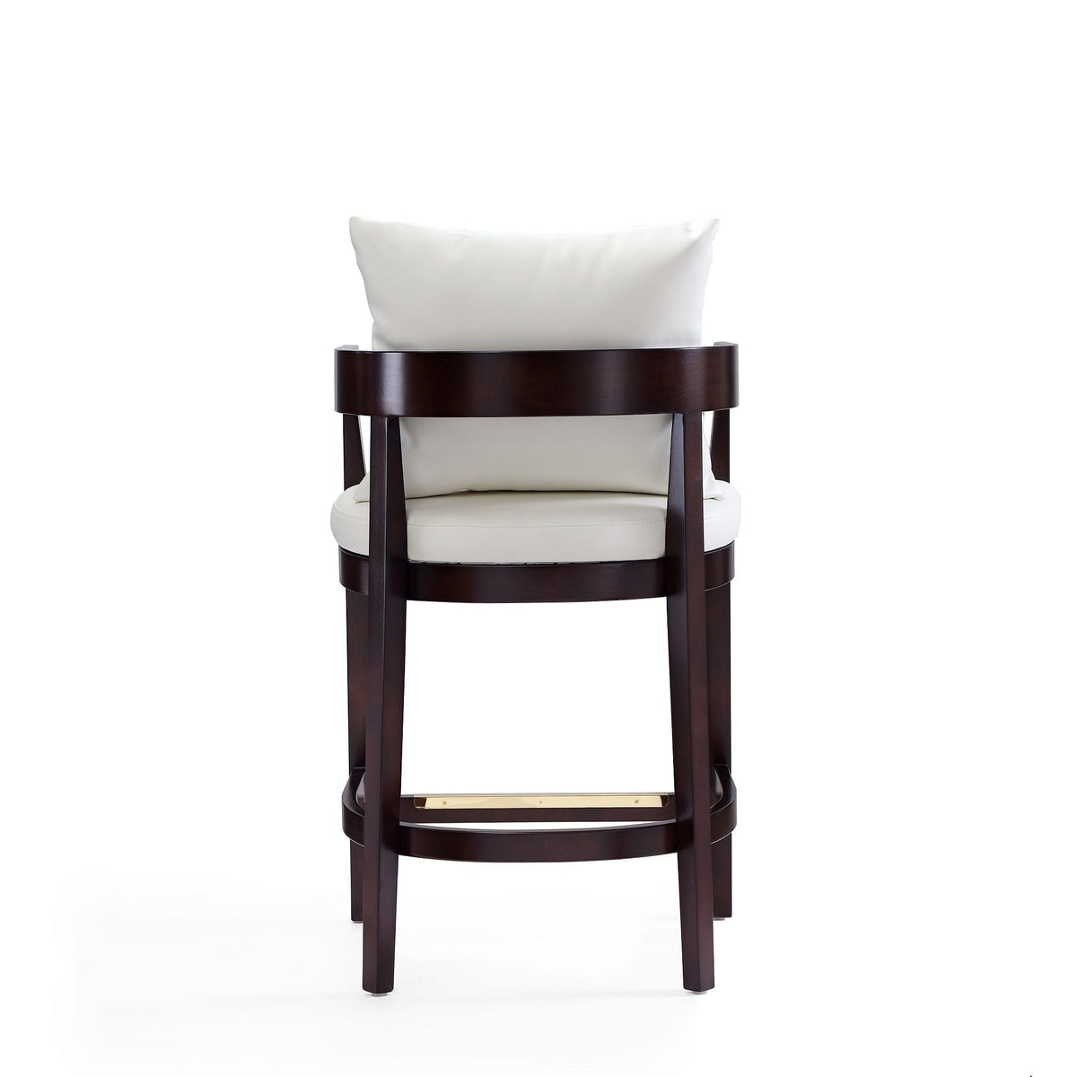 Mid-Century Modern Counter Stool with Upholstered White Seat, espresso wood frame HouseOfZazla on Tampa Home & Garden Store