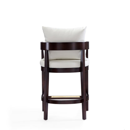 Mid-Century Modern Counter Stool with Upholstered White Seat, espresso wood frame HouseOfZazla on Tampa Home & Garden Store