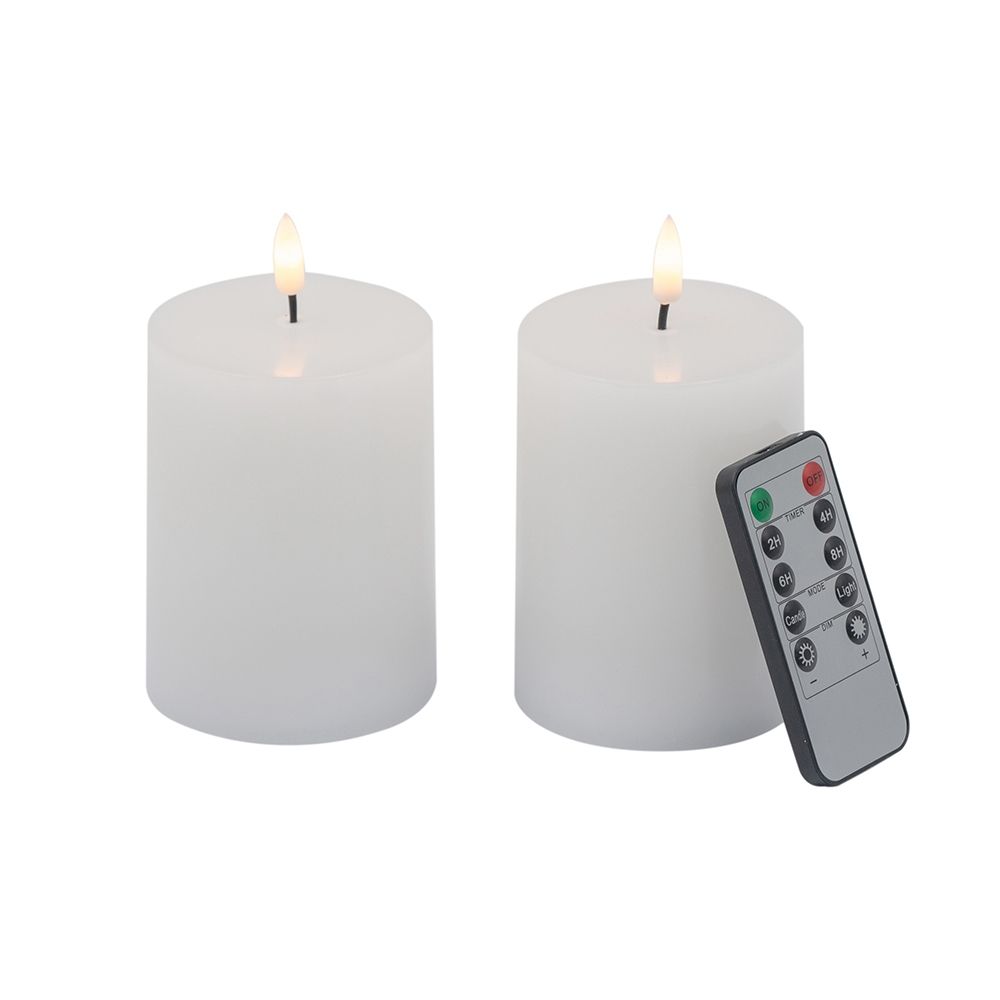 LED Candles Wick and Remote Timer Set 2 White
