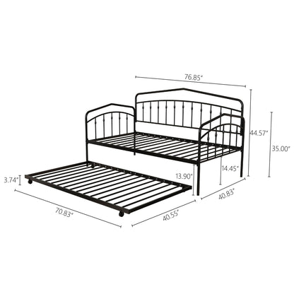 Fox daybed with twin trundle in black metal frame by HouseOfZazla on Tampa Home & Garden Store