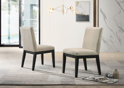 Contemporary fabric dining chair set with beige upholstery and black legs, 2 chairs on Tampa Home & Garden Store