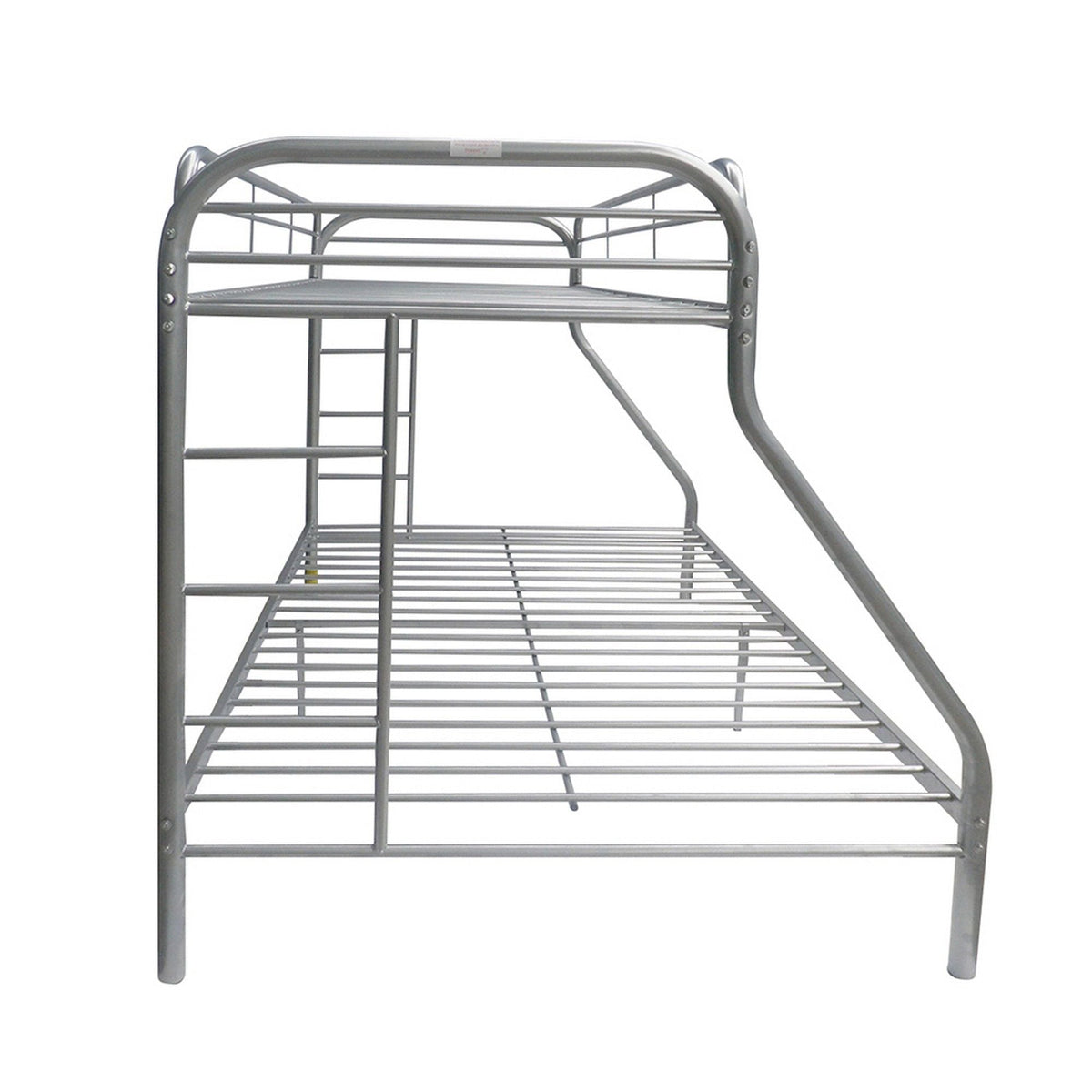 Bunk bed Tritan Twin/Full by HouseOfZazla in silver metal frame with curved guard rails on Tampa Home & Garden Store