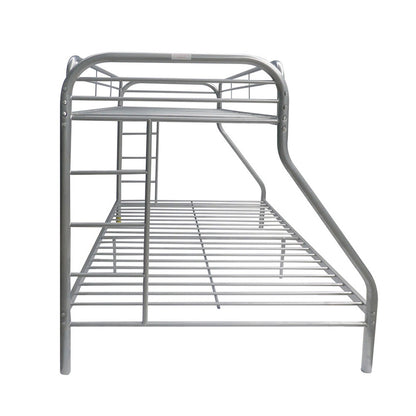 Bunk bed Tritan Twin/Full by HouseOfZazla in silver metal frame with curved guard rails on Tampa Home & Garden Store