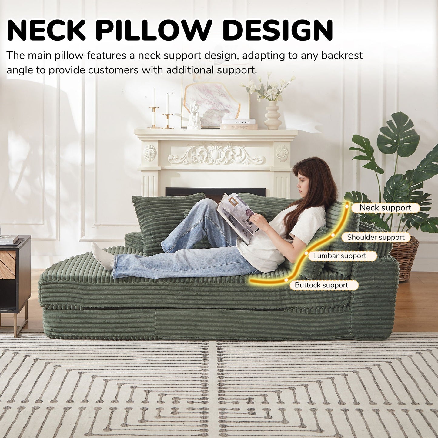 Semi Circular 2 in 1 Sofa Bed with Neck Pillow
