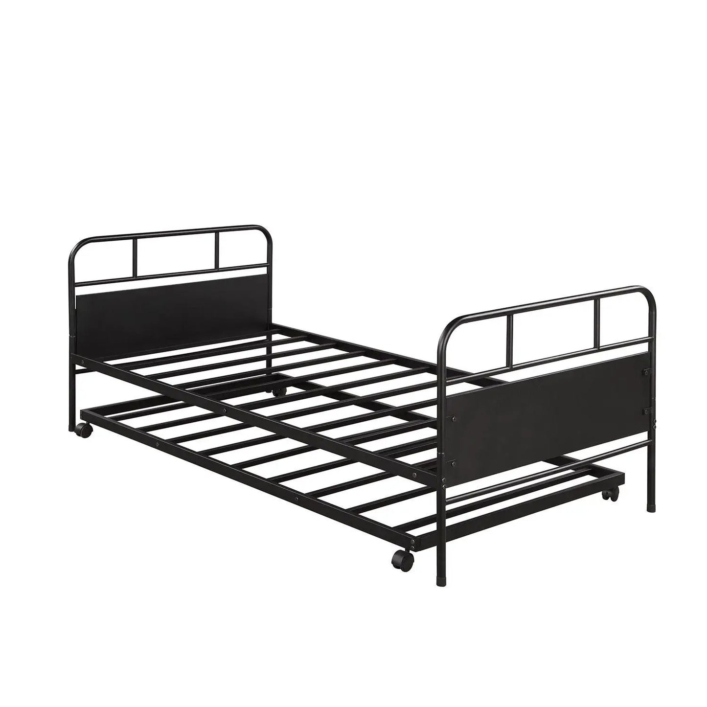 Twin Daybed Frame with Trundle Casters Black