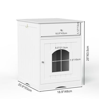 Cat litter box enclosure with drawer and side table in white cabinet style HouseOfZazla on Tampa Home & Garden Store
