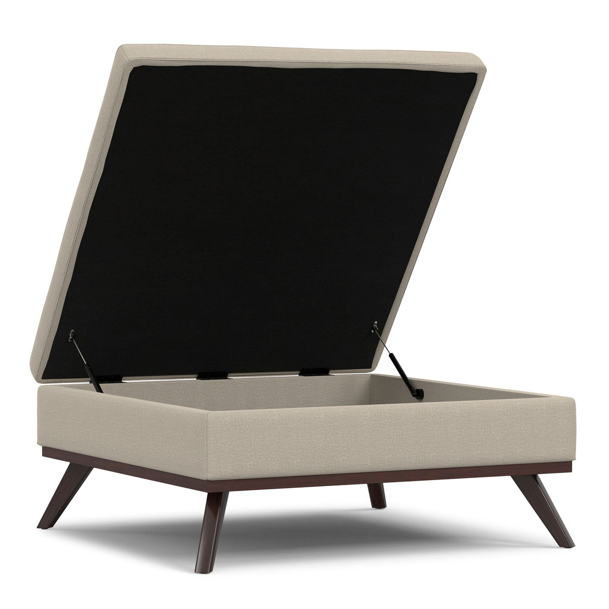 Square lift-top coffee table storage ottoman beige fabric by HouseOfZazla on Tampa Home & Garden Store