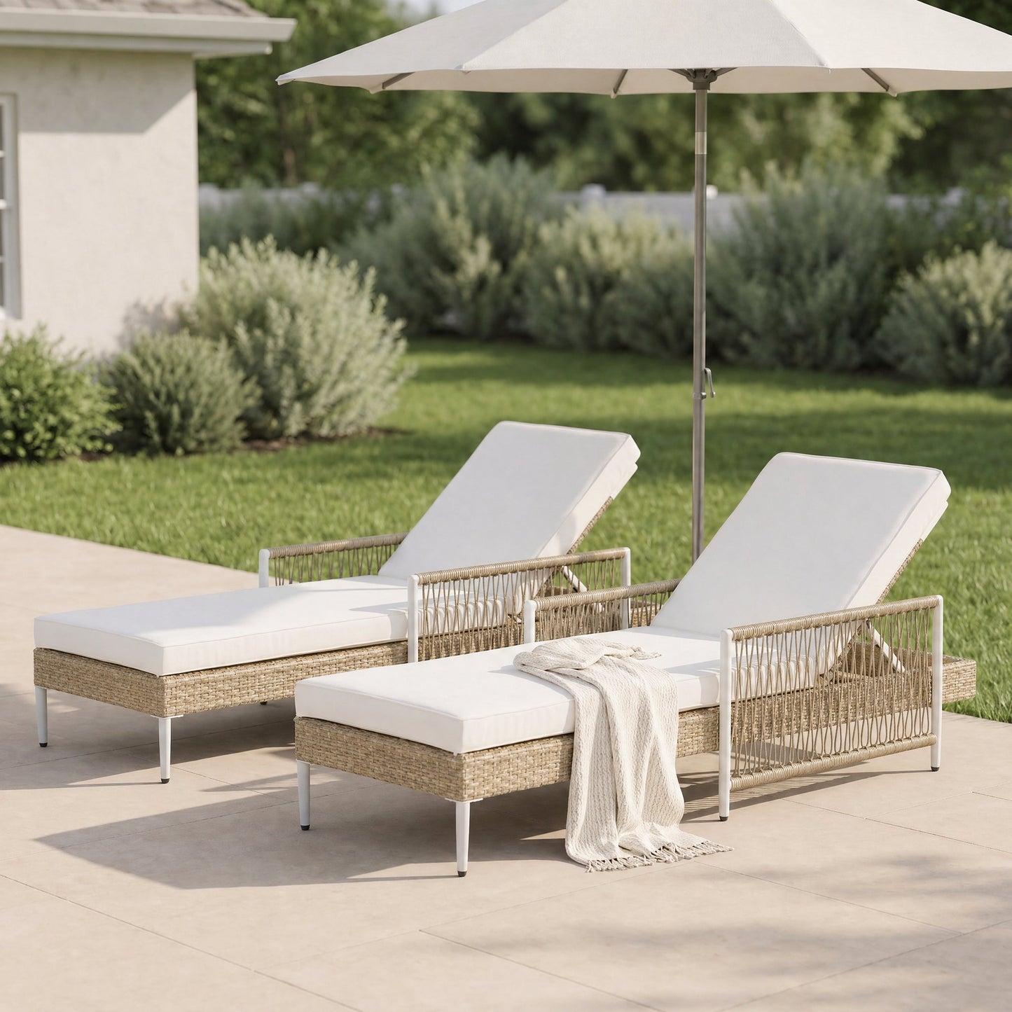 Topmax Outdoor Rattan Chaise Lounge Set of Two