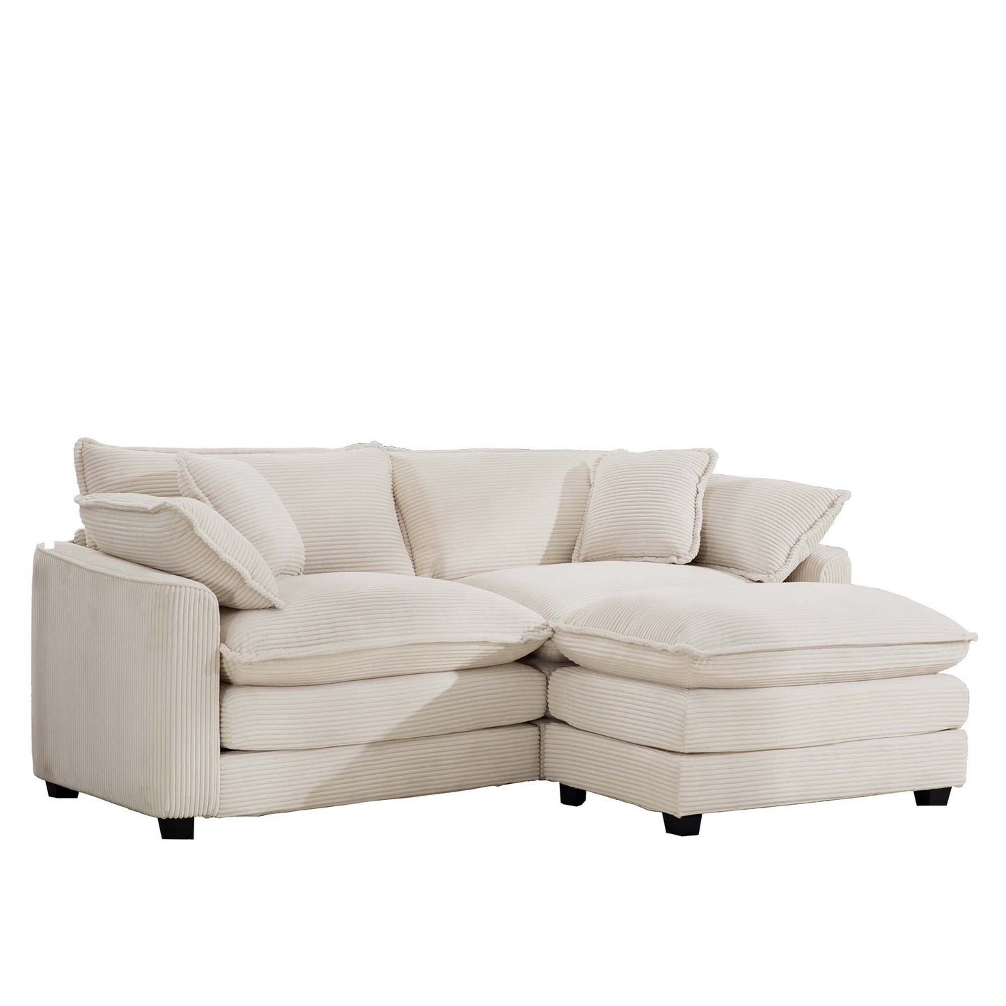 Modern oversized modular sofa with ottoman beige corduroy, deep seating 2-piece HouseOfZazla on Tampa Home & Garden Store