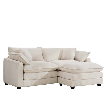 Modern oversized modular sofa with ottoman beige corduroy, deep seating 2-piece HouseOfZazla on Tampa Home & Garden Store