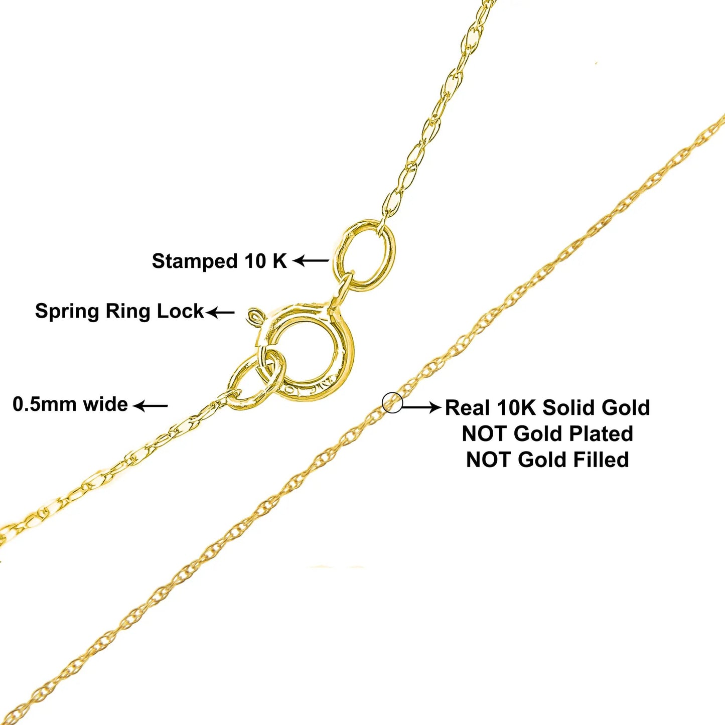 Solid 10K yellow gold 0.5mm wide rope chain necklace, unisex, 18in length by Bids.com on Tampa Home & Garden Store