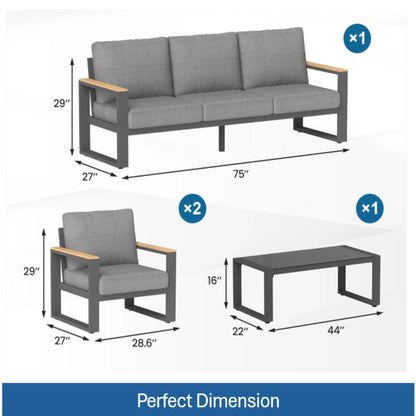 Modern Outdoor Sofa Set with the Coffee Table