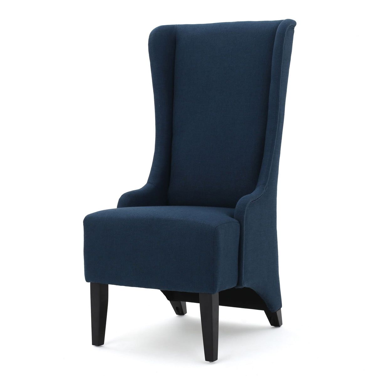 Upholstered dining chair by HouseOfZazla, blue fabric, high back, birch wood legs on Tampa Home & Garden Store