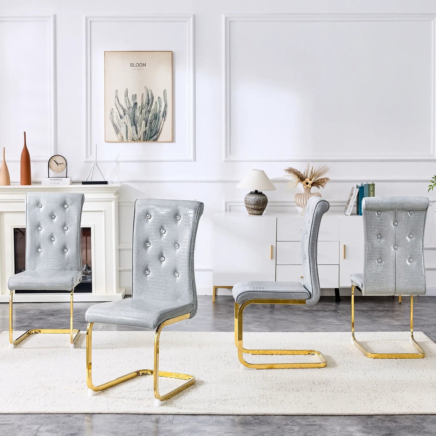 Elegant Faux Alligator Upholstered Dining Chairs