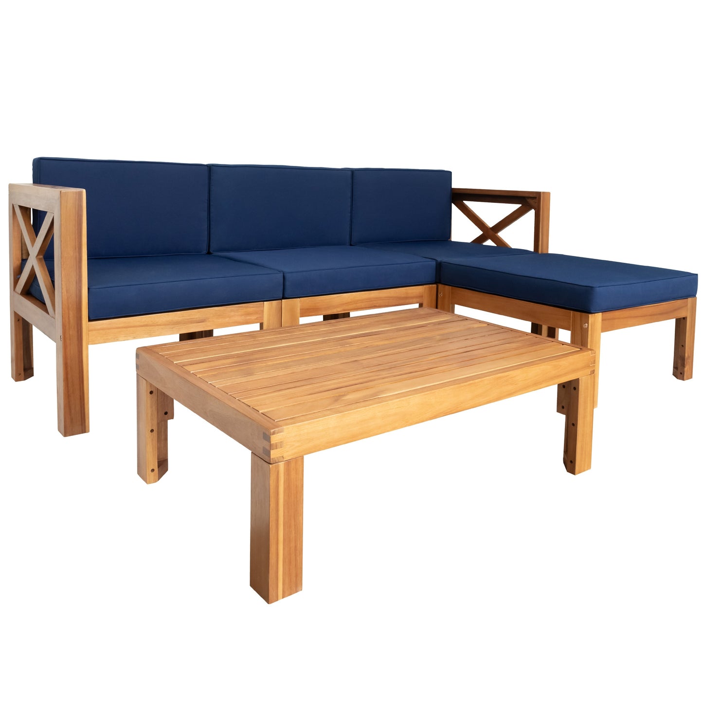 Topmax Outdoor Wood Sectional Sofa and Cushions