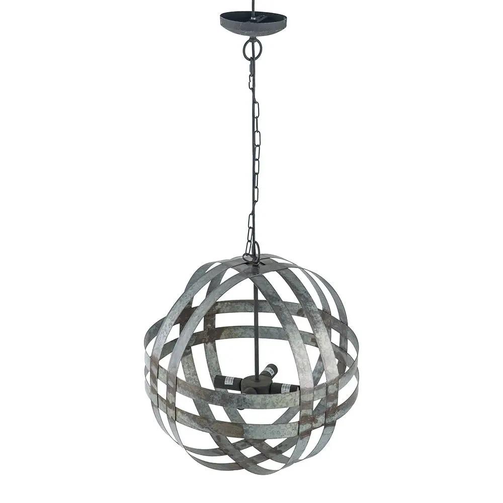 4 Light Galvanized Chandelier With Chain Gray
