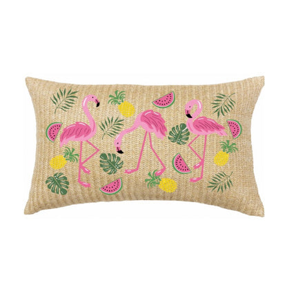 Colorful Flamingo Lumbar Pillow And Patio Set