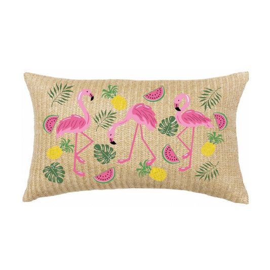 Colorful Flamingo Lumbar Pillow And Patio Set
