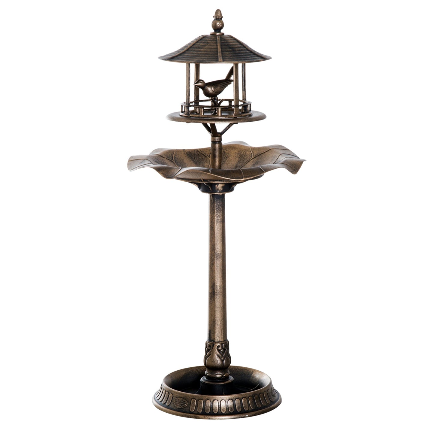 Outsunny 3-in-1 garden bird bath pedestal with bird feeder and planter antique bronze on Tampa Home & Garden Store