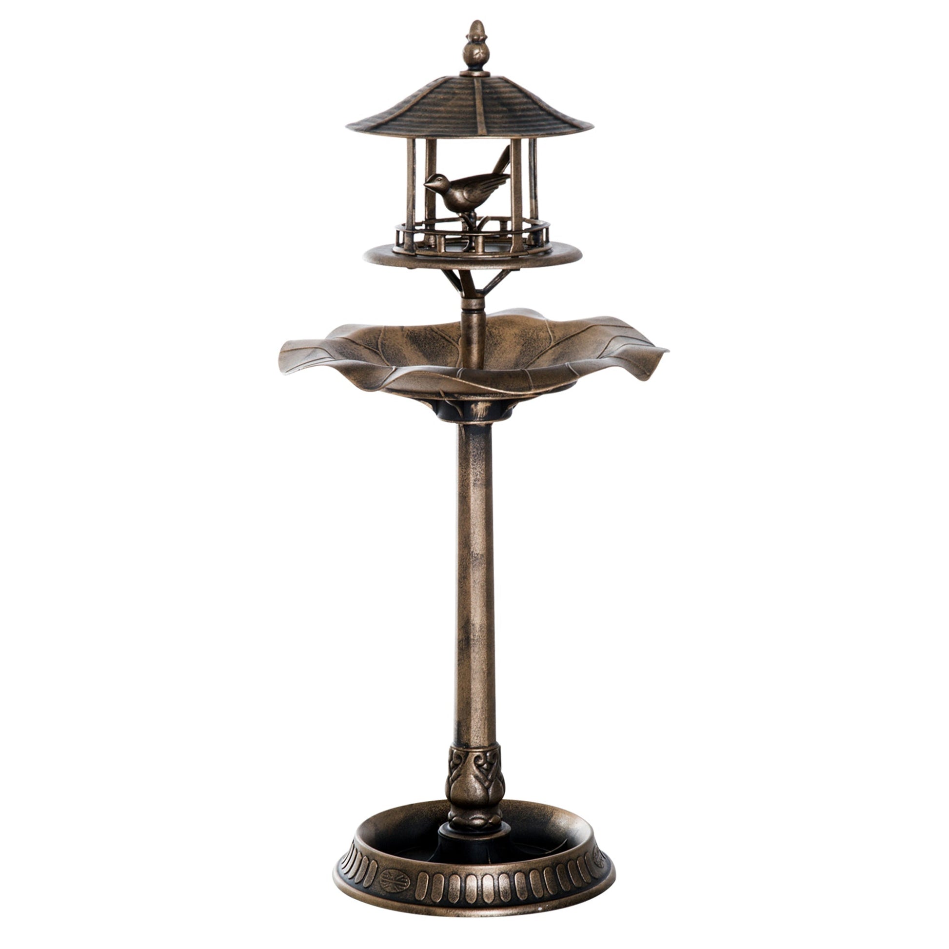 Outsunny 3-in-1 garden bird bath pedestal with bird feeder and planter antique bronze on Tampa Home & Garden Store