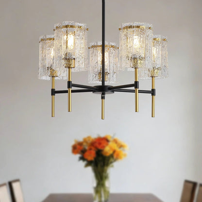 Five Light Chandelier With Textured Glass