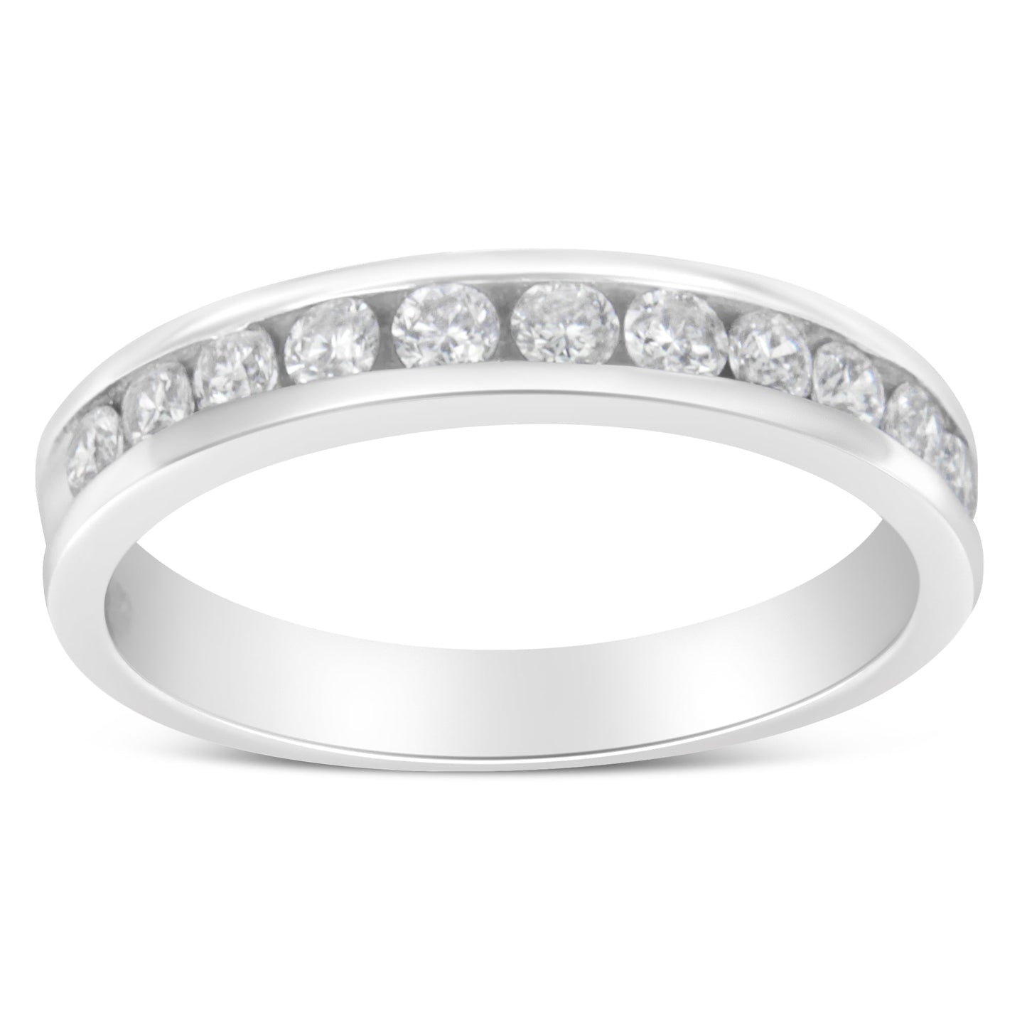 Channel-set diamond eternity ring in 18K white gold, IGI 1/2 Cttw size 7 on Tampa Home & Garden Store
