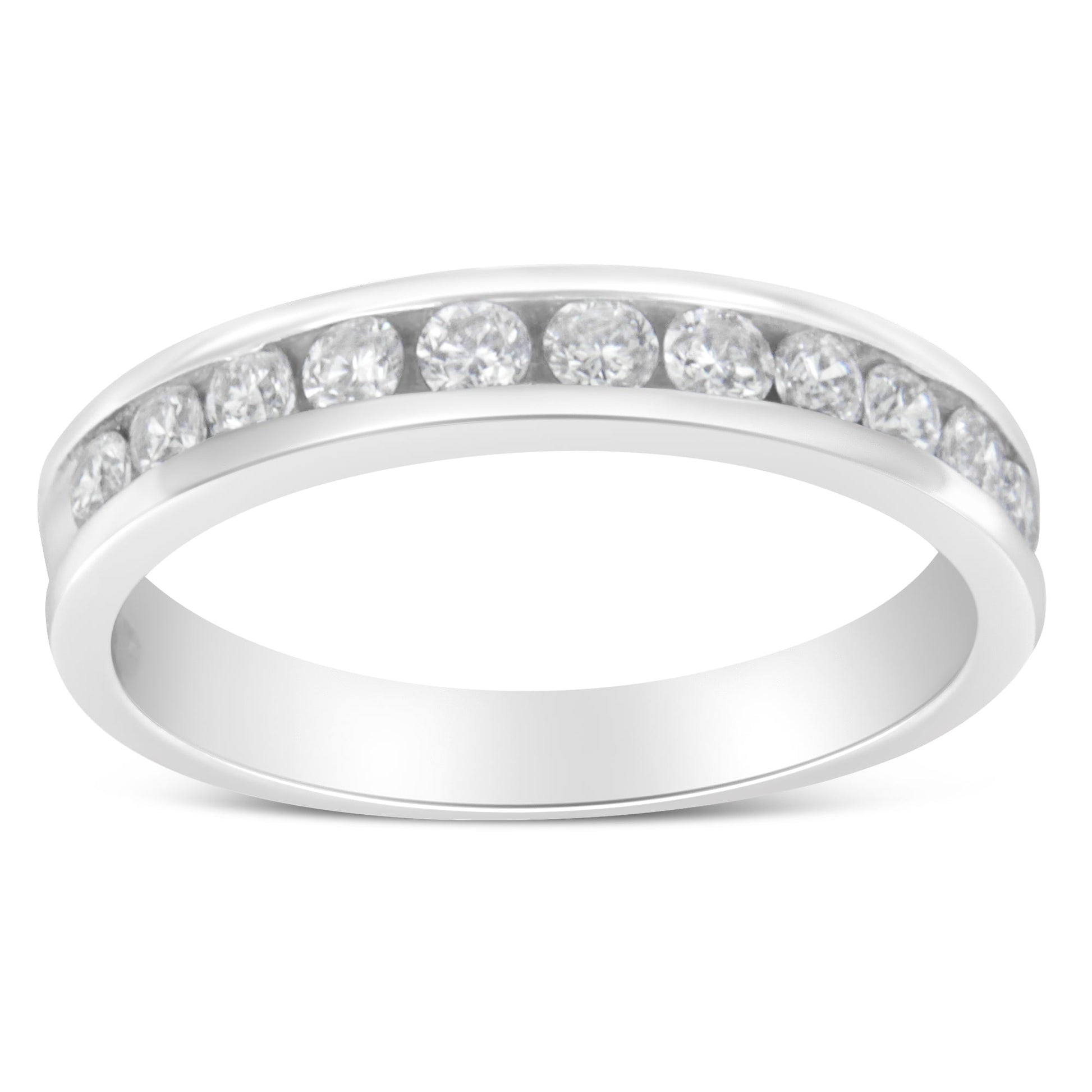 Channel-set diamond eternity ring in 18K white gold, IGI 1/2 Cttw size 7 on Tampa Home & Garden Store