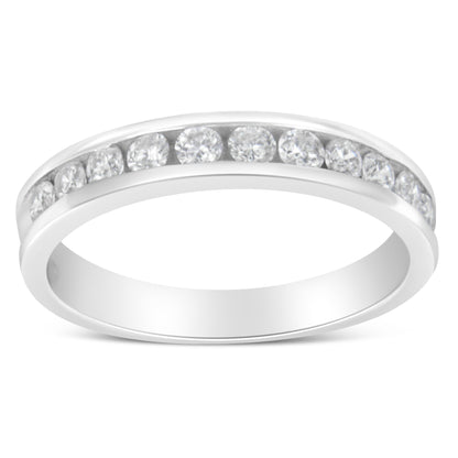 Channel-set diamond eternity ring in 18K white gold, IGI 1/2 Cttw size 7 on Tampa Home & Garden Store