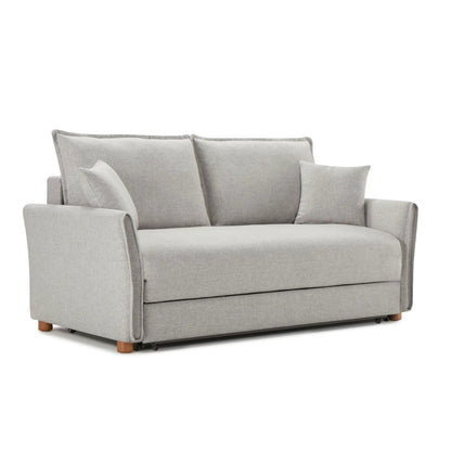 Gray chenille sleeper sofa with storage and two toss pillows by Unique Piece Furniture on Tampa Home & Garden Store