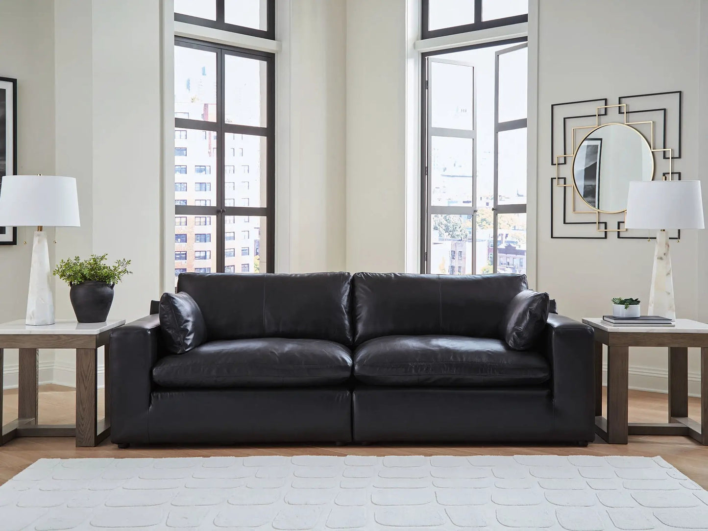 Emilia Sectional Sofa with Leather Accents