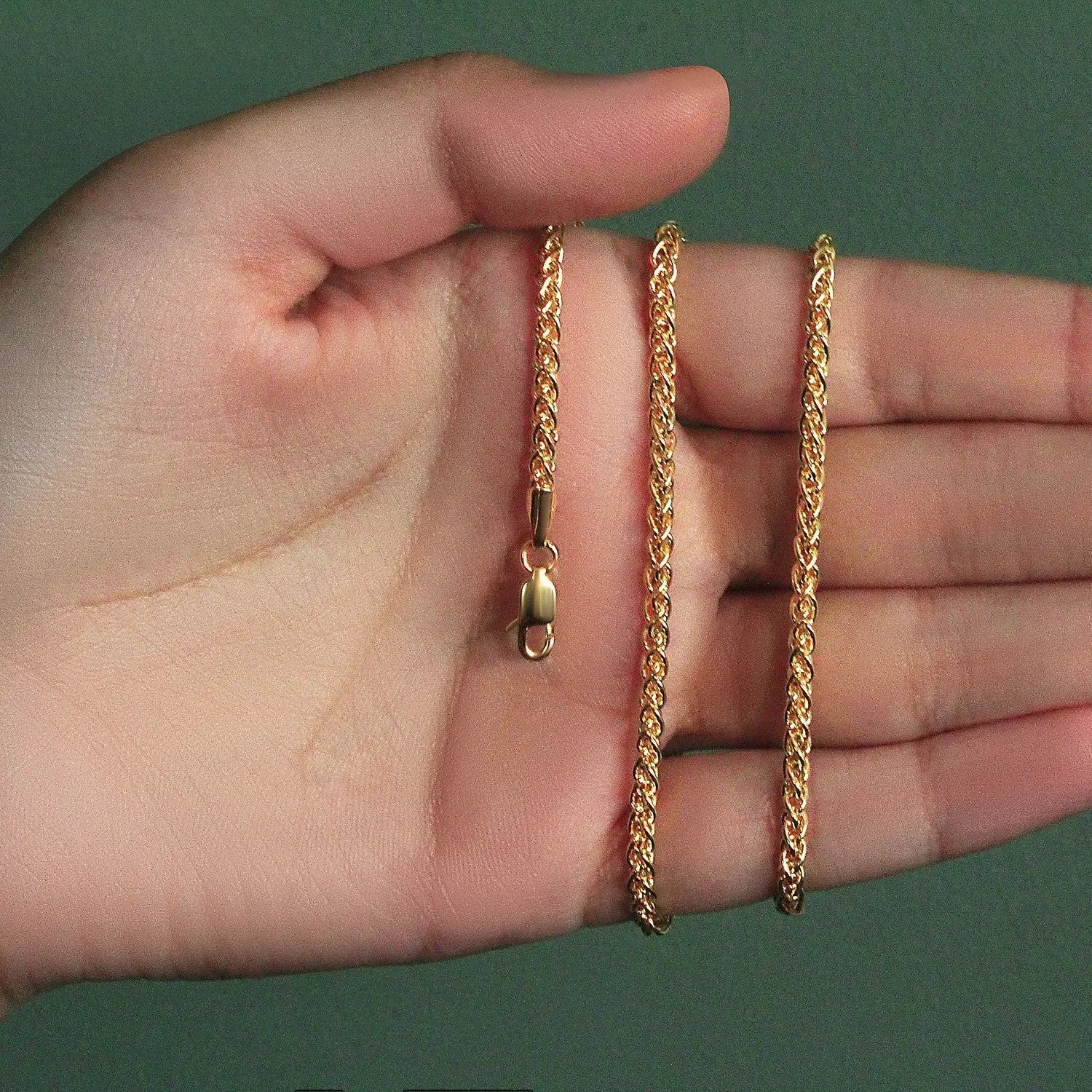 14k yellow gold 2.8mm light weight wheat chain necklaces set of 3 with lobster clasps on Tampa Home & Garden Store