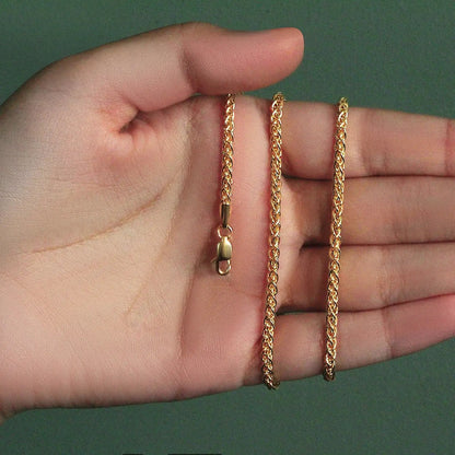 14k yellow gold 2.8mm light weight wheat chain necklaces set of 3 with lobster clasps on Tampa Home & Garden Store