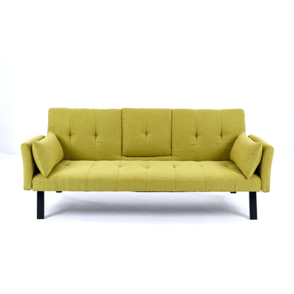 Green Foldable Sofa Bed with a Cup Holder