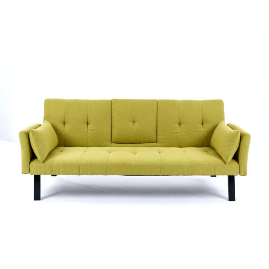Green Foldable Sofa Bed with a Cup Holder