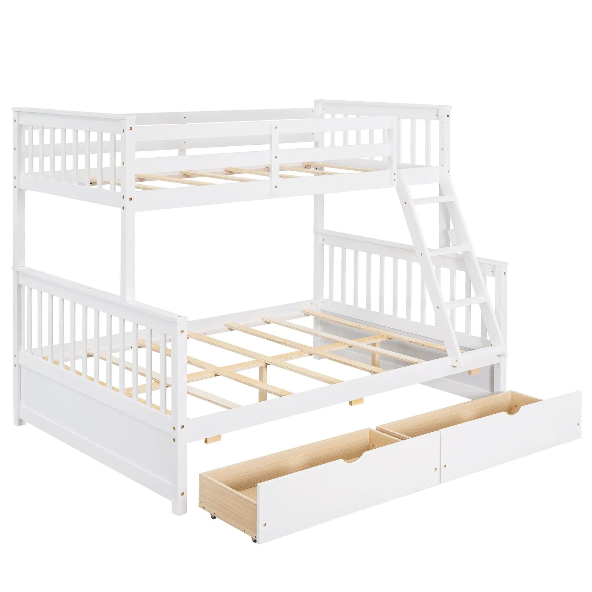 Bunk bed with ladders and two under-bed drawers in white finish by Unique Piece Furniture on Tampa Home & Garden Store