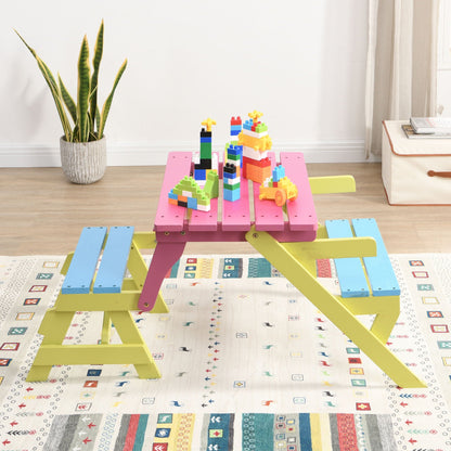 Natural Solid Wood Table And Bench For Kids