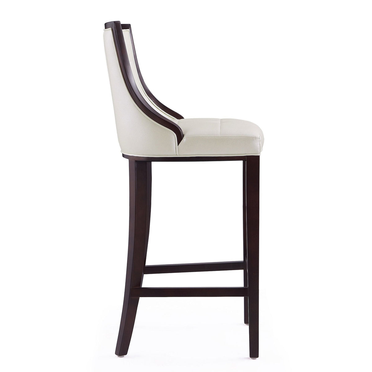 White bar height stool with solid dark wood frame and cream upholstery by HouseOfZazla on Tampa Home & Garden Store