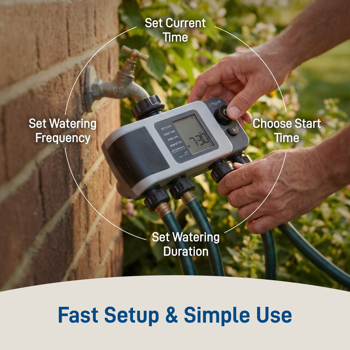 B-Hyve XD Bluetooth four-outlet sprinkler timer with hub; gray housing by Orbit Irrigation on Tampa Home & Garden Store