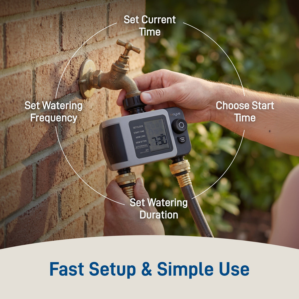 Bhyve XD Bluetooth Hose Timer with Hub by Orbit Irrigation, gray timer with brass fittings on Tampa Home & Garden Store