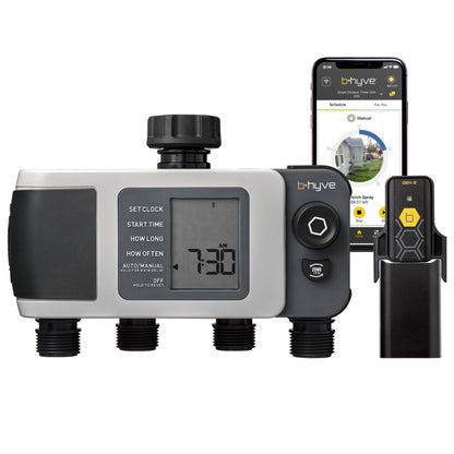 B-hyve XD Bluetooth four-outlet hose timer with hub by Orbit Irrigation, sprinkler control on Tampa Home & Garden Store