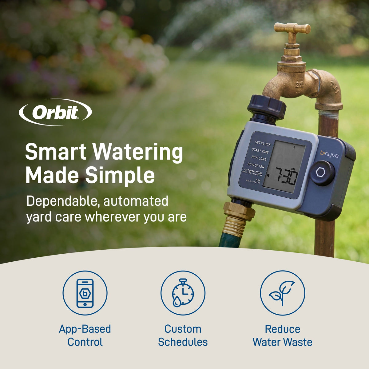 B-Hyve XD Bluetooth Hose Faucet Timer, 1 Outlet on brass faucet Orbit Irrigation on Tampa Home & Garden Store