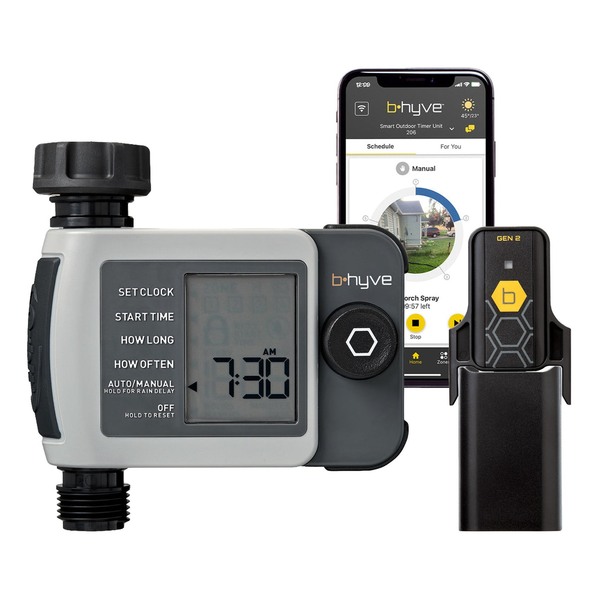 B-hyve XD Bluetooth Hose Timer with Hub gray timer with LCD display by Orbit Irrigation on Tampa Home & Garden Store