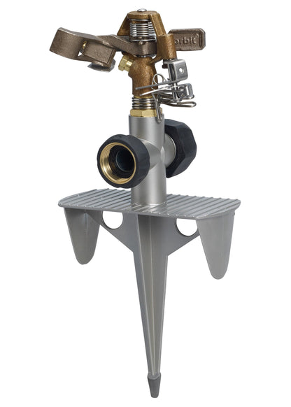 Brass impact sprinkler on zinc spike with spray arm Orbit Irrigation large area sprinkler on Tampa Home & Garden Store