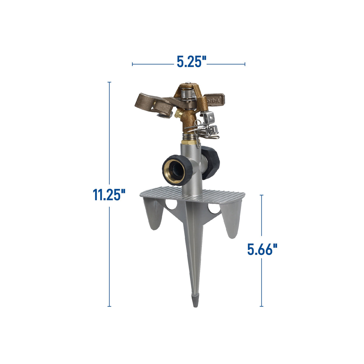 Brass impact sprinkler on zinc spike Orbit Irrigation large area sprinkler for lawns on Tampa Home & Garden Store