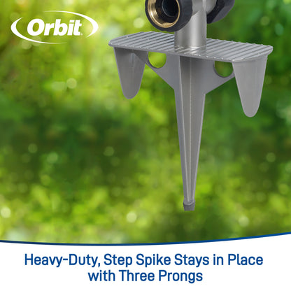 Brass impact sprinkler on zinc spike by Orbit Irrigation for large area coverage on Tampa Home & Garden Store
