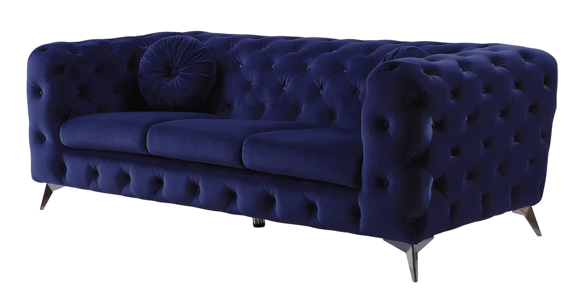 Atronia Classic Blue Velvet Button Tufted Sofa
