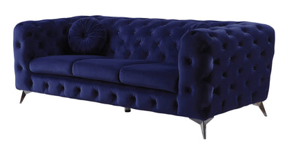 Atronia Classic Blue Velvet Button Tufted Sofa
