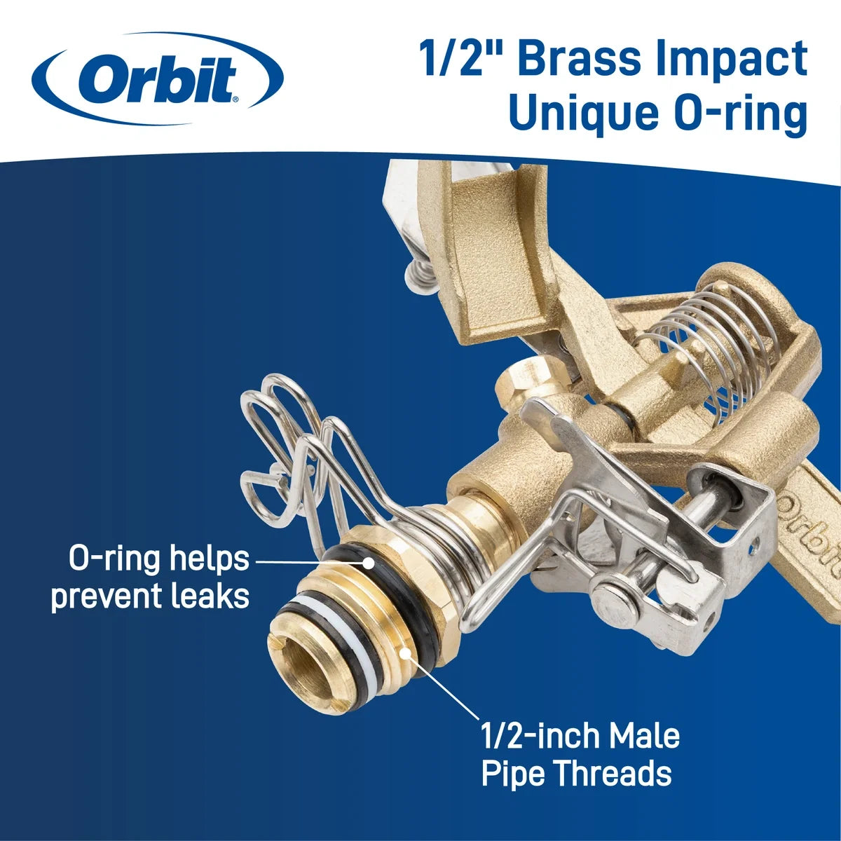 Brass impact sprinkler on metal step spike by Orbit Irrigation on Tampa Home & Garden Store